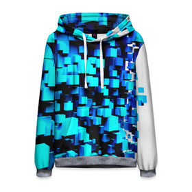 Мужская толстовка 3D Кубическая текстура: в Ухте, 100% полиэстер | двухслойный капюшон со шнурком для регулировки, мягкие манжеты на рукавах и по низу толстовки, спереди карман-кенгуру с мягким внутренним слоем. | кубы | объем | синий