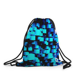 Рюкзак-мешок 3D Кубическая текстура: в Ухте, 100% полиэстер | плотность ткани — 200 г/м2, размер — 35 х 45 см; лямки — толстые шнурки, застежка на шнуровке, без карманов и подкладки | кубы | объем | синий
