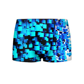 Мужские трусы 3D Кубическая текстура: в Ухте, 50% хлопок, 50% полиэстер | классическая посадка, на поясе мягкая тканевая резинка | кубы | объем | синий