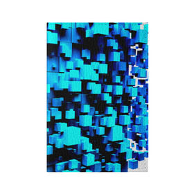 Обложка для паспорта матовая кожа Кубическая текстура: в Ухте, натуральная матовая кожа | размер 19,3 х 13,7 см; прозрачные пластиковые крепления | кубы | объем | синий