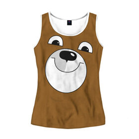 Женская майка 3D Мишутка: в Ухте, 100% полиэстер | круглая горловина, прямой силуэт, длина до линии бедра | животное.лицо.улыбка.разное.прикольное