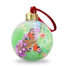 Ёлочный шар с принтом Прелесть в Ухте, Пластик | Диаметр: 77 мм | бабочка | лепестки | прикольные картинки | природа | цветочки | цветы