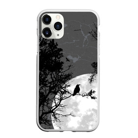 Чехол для iPhone 11 Pro Max матовый с принтом Черный ворон в Ухте, Силикон |  | Тематика изображения на принте: ворон | луна | новинки | ночь | полнолуние | природа | птица