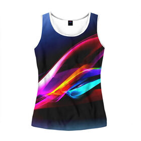 Женская майка 3D с принтом Idealizing abstraction в Ухте, 100% полиэстер | круглая горловина, прямой силуэт, длина до линии бедра | полосы | цветной | яркий