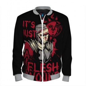 Мужской бомбер 3D с принтом Рыцарь в Ухте, 100% полиэстер | застегивается на молнию, по бокам два кармана без застежек, по низу бомбера и на воротнике - эластичная резинка | ад | доспехи | кровь | магия | монстры | узоры