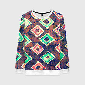Женский свитшот 3D с принтом Геометрические в Ухте, 100% полиэстер с мягким внутренним слоем | круглый вырез горловины, мягкая резинка на манжетах и поясе, свободная посадка по фигуре | паттерн | разноцветный | ромбы