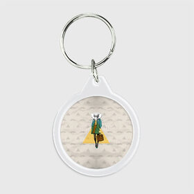 Брелок круглый Хипстер 1: в Ухте, пластик и полированная сталь | круглая форма, металлическое крепление в виде кольца |