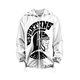 Детская куртка 3D с принтом Спартанец в Ухте, 100% полиэстер | застежка — молния, подол и капюшон оформлены резинкой с фиксаторами, по бокам — два кармана без застежек, один потайной карман на груди, плотность верхнего слоя — 90 г/м2; плотность флисового подклада — 260 г/м2 | 300 спартанцев | спарта | спартанец