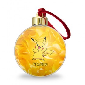 Ёлочный шар с принтом Pikachu в Ухте, Пластик | Диаметр: 77 мм | pikachu | pokeboll | pokemon | пикачу | покеболл | покемон