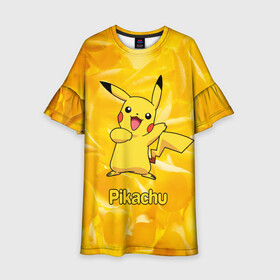 Детское платье 3D с принтом Pikachu в Ухте, 100% полиэстер | прямой силуэт, чуть расширенный к низу. Круглая горловина, на рукавах — воланы | pikachu | pokeboll | pokemon | пикачу | покеболл | покемон