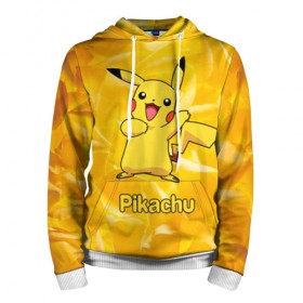 Мужская толстовка 3D с принтом Pikachu в Ухте, 100% полиэстер | двухслойный капюшон со шнурком для регулировки, мягкие манжеты на рукавах и по низу толстовки, спереди карман-кенгуру с мягким внутренним слоем. | pikachu | pokeboll | pokemon | пикачу | покеболл | покемон