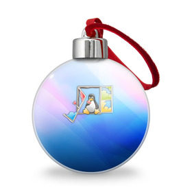 Ёлочный шар с принтом Linux в Ухте, Пластик | Диаметр: 77 мм | день программиста | код | подарок | праздник | программист