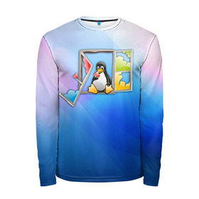 Мужской лонгслив 3D с принтом Linux в Ухте, 100% полиэстер | длинные рукава, круглый вырез горловины, полуприлегающий силуэт | день программиста | код | подарок | праздник | программист