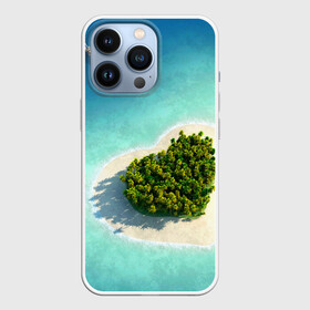 Чехол для iPhone 13 Pro Остров: в Ухте,  |  | вода | дерево | лето | море | океан | остров | пальмы | песок | сердечко | сердце | синий