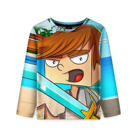 Детский лонгслив 3D с принтом TonyCreative 4 в Ухте, 100% полиэстер | длинные рукава, круглый вырез горловины, полуприлегающий силуэт
 | minecraft | teamcrtv | tony | tony creative | tonycreative | yotube | блоггер | блогер | майнкрафт | тони | тони креатив | ютуб | ютьюб