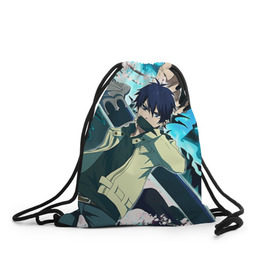 Рюкзак-мешок 3D с принтом Blue Exorcist в Ухте, 100% полиэстер | плотность ткани — 200 г/м2, размер — 35 х 45 см; лямки — толстые шнурки, застежка на шнуровке, без карманов и подкладки | Тематика изображения на принте: anime | ao no exorcist | blue exorcist | аниме | синий экзорцист | экзорцист