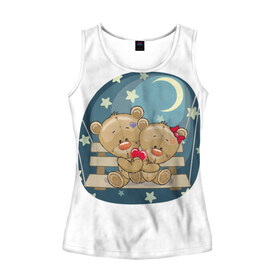 Женская майка 3D с принтом Обнимашки в Ухте, 100% полиэстер | круглая горловина, прямой силуэт, длина до линии бедра | верность | зайчик | котенок | любовь | милые | мишка | нежность | новинки | романтик | сердце