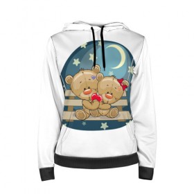 Женская толстовка 3D с принтом Обнимашки в Ухте, 100% полиэстер  | двухслойный капюшон со шнурком для регулировки, мягкие манжеты на рукавах и по низу толстовки, спереди карман-кенгуру с мягким внутренним слоем. | верность | зайчик | котенок | любовь | милые | мишка | нежность | новинки | романтик | сердце