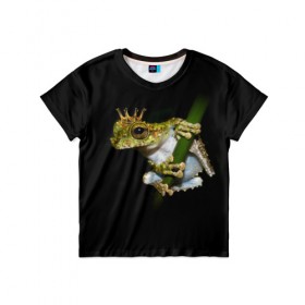 Детская футболка 3D с принтом Царевна-Лягушка в Ухте, 100% гипоаллергенный полиэфир | прямой крой, круглый вырез горловины, длина до линии бедер, чуть спущенное плечо, ткань немного тянется | лягушка | о.м.с.к. | сказка | царевна