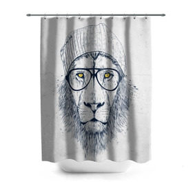 Штора 3D для ванной с принтом Cool Lion в Ухте, 100% полиэстер | плотность материала — 100 г/м2. Стандартный размер — 146 см х 180 см. По верхнему краю — пластиковые люверсы для креплений. В комплекте 10 пластиковых колец | красивый | крутой | лев | львица | очки | рисунок | узор