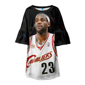 Детское платье 3D с принтом LeBron James в Ухте, 100% полиэстер | прямой силуэт, чуть расширенный к низу. Круглая горловина, на рукавах — воланы | cleveland cavaliers | lebron james | nba. | баскетбол | баскетболист | джеймс леброн | кливленд кавальерс | нба