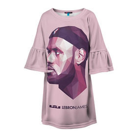 Детское платье 3D с принтом LeBron James в Ухте, 100% полиэстер | прямой силуэт, чуть расширенный к низу. Круглая горловина, на рукавах — воланы | cleveland cavaliers | lebron james | nba. | баскетбол | баскетболист | джеймс леброн | кливленд кавальерс | нба