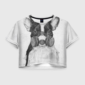 Женская футболка 3D укороченная Cool Dog: в Ухте, 100% полиэстер | круглая горловина, длина футболки до линии талии, рукава с отворотами | красивый | крутой | маска | пес | рисунок | узор