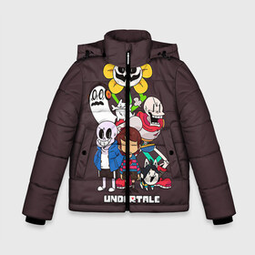 Зимняя куртка для мальчиков 3D Undertale 3: в Ухте, ткань верха — 100% полиэстер; подклад — 100% полиэстер, утеплитель — 100% полиэстер | длина ниже бедра, удлиненная спинка, воротник стойка и отстегивающийся капюшон. Есть боковые карманы с листочкой на кнопках, утяжки по низу изделия и внутренний карман на молнии. 
Предусмотрены светоотражающий принт на спинке, радужный светоотражающий элемент на пуллере молнии и на резинке для утяжки | альфис | андайн | андертейл | асгор | дримурр | меттатон | папирус | подземелье | санс | ториэль | флауи | фриск