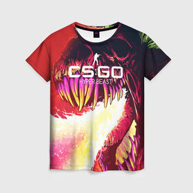 Женская футболка 3D с принтом cs:go - Hyper Beast style (Скоростной зверь) в Ухте, 100% полиэфир ( синтетическое хлопкоподобное полотно) | прямой крой, круглый вырез горловины, длина до линии бедер | beast | cs | csgo | hyper | го | зверь | кс | скоростной