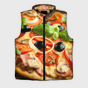 Мужской жилет утепленный 3D с принтом Пицца в Ухте,  |  | базилик | еда | зелень | маслины | оливки | пицца | помидоры