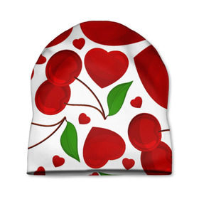 Шапка 3D с принтом сердце и вишня в Ухте, 100% полиэстер | универсальный размер, печать по всей поверхности изделия | вишня | сердце