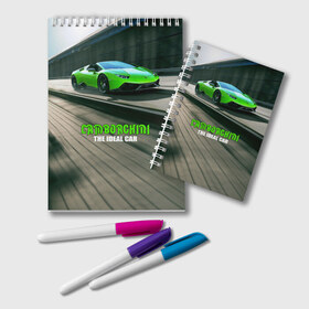 Блокнот с принтом Lamborghini в Ухте, 100% бумага | 48 листов, плотность листов — 60 г/м2, плотность картонной обложки — 250 г/м2. Листы скреплены удобной пружинной спиралью. Цвет линий — светло-серый
 | Тематика изображения на принте: car | green | huracan | lamborghini | novitec | speed | spyder | supercar | torado | авто | автомобиль | машина