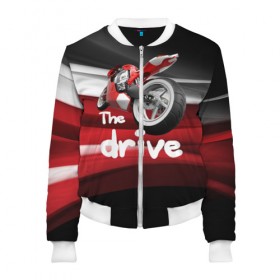 Женский бомбер 3D с принтом The drive в Ухте, 100% полиэстер | застегивается на молнию, по бокам два кармана без застежек, мягкие манжеты, по низу бомбера и на воротнике — эластичная резинка | гонка | драйв | мото | мотогонки | мотоспорт | мотоцикл | скорость