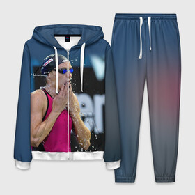 Мужской костюм 3D с принтом Пловец в Ухте, 100% полиэстер | Манжеты и пояс оформлены тканевой резинкой, двухслойный капюшон со шнурком для регулировки, карманы спереди | swimmer