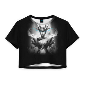 Женская футболка 3D укороченная с принтом Ice Drake Shyvana в Ухте, 100% полиэстер | круглая горловина, длина футболки до линии талии, рукава с отворотами | l.o.l | league of legends | игры | лига легенд | лол