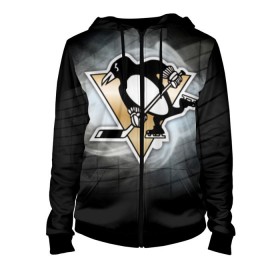 Женская толстовка 3D на молнии Хоккей 1: в Ухте, 100% полиэстер | длина до линии бедра, манжеты и пояс оформлены мягкой тканевой резинкой, двухслойный капюшон со шнурком для регулировки, спереди молния, по бокам два кармана | nhl | stanley cup |  pittsburgh penguins | кросби | кубок стенли | кубок стэнли | малкин | нхл | пингвинс | питтсбург пингвинз | сидни кросби | хоккей | хоккейный клуб