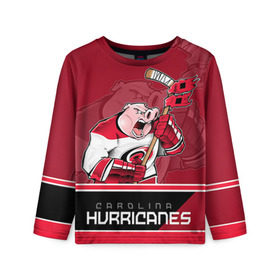 Детский лонгслив 3D с принтом Carolina Hurricanes в Ухте, 100% полиэстер | длинные рукава, круглый вырез горловины, полуприлегающий силуэт
 | carolina hurricanes | nhl | stanley cup | каролина | каролина харрикейнз | кубок стенли | кубок стэнли | нхл | хоккей | хоккейный клуб | хурикэйнс