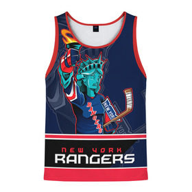Мужская майка 3D с принтом New York Rangers в Ухте, 100% полиэстер | круглая горловина, приталенный силуэт, длина до линии бедра. Пройма и горловина окантованы тонкой бейкой | new york rangers | nhl | stanley cup | кубок стенли | кубок стэнли | нхл | нью йорк рейнджерс | нью йорк рейнджеры | рейнджеры | хоккей | хоккейный клуб