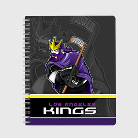 Тетрадь с принтом Los Angeles Kings в Ухте, 100% бумага | 48 листов, плотность листов — 60 г/м2, плотность картонной обложки — 250 г/м2. Листы скреплены сбоку удобной пружинной спиралью. Уголки страниц и обложки скругленные. Цвет линий — светло-серый
 | los angeles kings | nhl | stanley cup | кубок стенли | кубок стэнли | лос анджелес кингз | лос анжелес короли | нхл | хоккей | хоккейный клуб