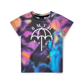 Детская футболка 3D с принтом Bring me the horizon в Ухте, 100% гипоаллергенный полиэфир | прямой крой, круглый вырез горловины, длина до линии бедер, чуть спущенное плечо, ткань немного тянется | bmth | bring | horizon | music | музыка