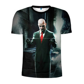 Мужская футболка 3D спортивная с принтом Hitman в Ухте, 100% полиэстер с улучшенными характеристиками | приталенный силуэт, круглая горловина, широкие плечи, сужается к линии бедра | Тематика изображения на принте: agent | hitman | агент 47 | хитмэн