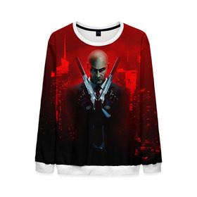 Мужской свитшот 3D с принтом Hitman в Ухте, 100% полиэстер с мягким внутренним слоем | круглый вырез горловины, мягкая резинка на манжетах и поясе, свободная посадка по фигуре | Тематика изображения на принте: agent | hitman | агент 47 | хитмэн