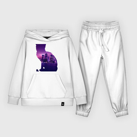 Детский костюм хлопок (с толстовкой) кошка город: в Ухте,  |  | вода | город | залив | здания | киса | кот | кошка | огни | розовый | фиолетовый