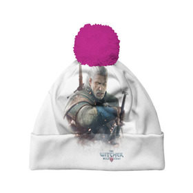 Шапка 3D c помпоном с принтом The Witcher в Ухте, 100% полиэстер | универсальный размер, печать по всей поверхности изделия | witcher | ведьмак | геральт
