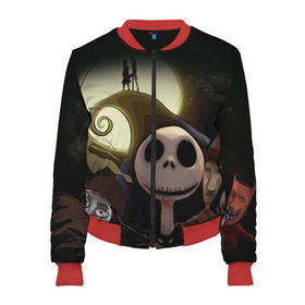 Женский бомбер 3D с принтом Повелитель тыкв в Ухте, 100% полиэстер | застегивается на молнию, по бокам два кармана без застежек, мягкие манжеты, по низу бомбера и на воротнике — эластичная резинка | helloween | бертон | бугимен | бугимэн | вампиры | джек скелингтон | доктор филькельштейн | корыто | крыто | кукла | повелитель тыкв | рождество | сhristmas | салли | тим | тим бертон | тыква | хеллоуин | шито