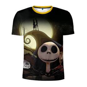 Мужская футболка 3D спортивная с принтом Повелитель тыкв в Ухте, 100% полиэстер с улучшенными характеристиками | приталенный силуэт, круглая горловина, широкие плечи, сужается к линии бедра | helloween | бертон | бугимен | бугимэн | вампиры | джек скелингтон | доктор филькельштейн | корыто | крыто | кукла | повелитель тыкв | рождество | сhristmas | салли | тим | тим бертон | тыква | хеллоуин | шито