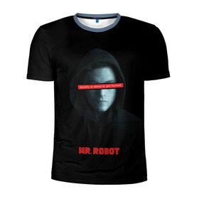 Мужская футболка 3D спортивная с принтом Mr Robot в Ухте, 100% полиэстер с улучшенными характеристиками | приталенный силуэт, круглая горловина, широкие плечи, сужается к линии бедра | Тематика изображения на принте: fsociety | mr robot | анонимус | мистер робот