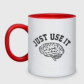 Кружка двухцветная с принтом Мозг в Ухте, керамика | объем — 330 мл, диаметр — 80 мм. Цветная ручка и кайма сверху, в некоторых цветах — вся внутренняя часть | Тематика изображения на принте: мозг