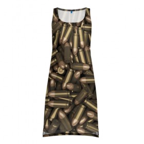 Платье-майка 3D с принтом Боеприпасы в Ухте, 100% полиэстер | полуприлегающий силуэт, широкие бретели, круглый вырез горловины, удлиненный подол сзади. | гильза | патроны | пули