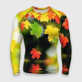 Мужской рашгард 3D с принтом Осень в Ухте,  |  | autumn | bright | color | forest | leaves | maple | paint | reflection | river | trees | деревья | клён | краски | лес | листья | осень | отражение | река | цвета | яркие